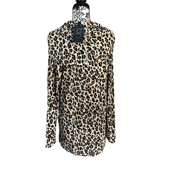 Gibsonlook Leopard Animal Print Convertible Neckline Cozy Fleece Tunic Small - Picture 5 of 7